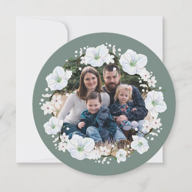 Tarjeta Festiva Foto de flor de manzano blanca de Rosh Hashaná (Anverso)