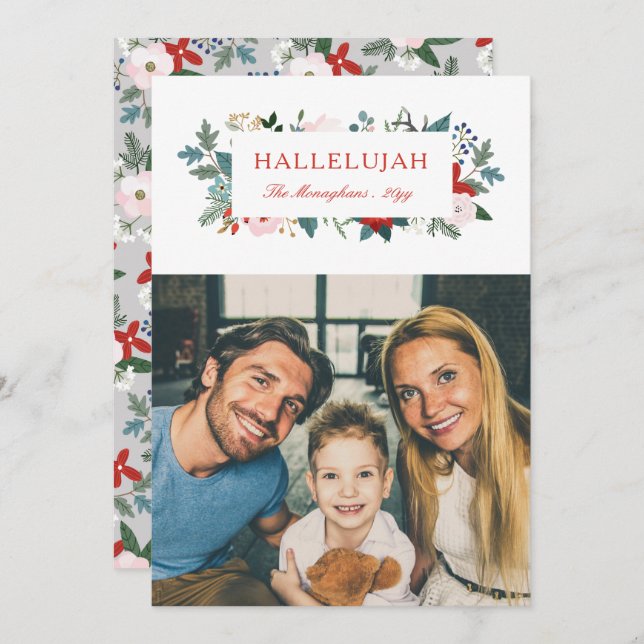 Tarjeta Festiva Foto de Florales Festivos (Anverso / Reverso)