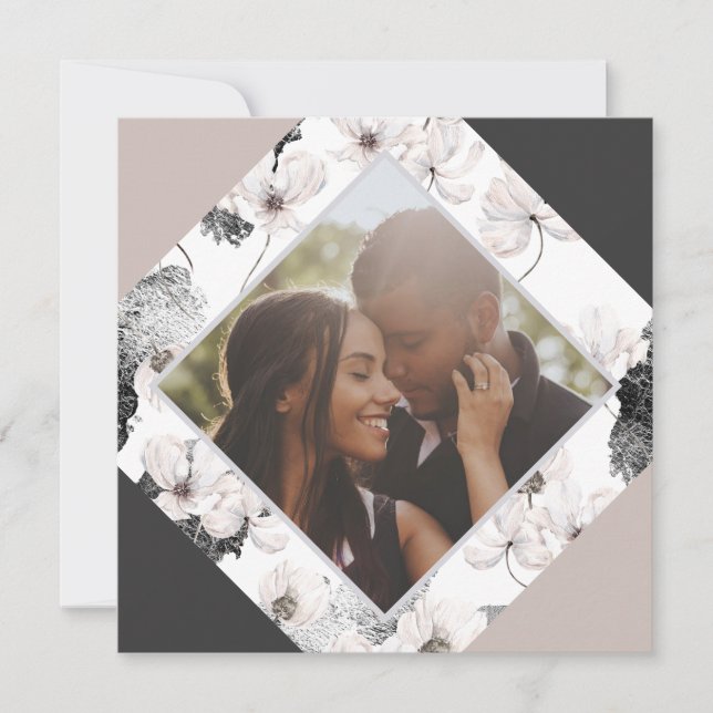 Tarjeta Festiva Foto de flores de invierno personalizadas para nav (Anverso)