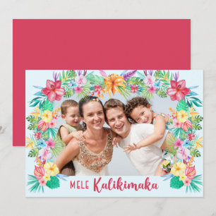 Tarjeta Festiva Foto de flores tropicales hawaianas de Mele Kaliki