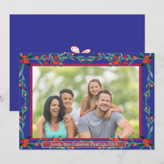 Tarjeta Festiva Foto de follaje de acuarela botánica de acebo de N