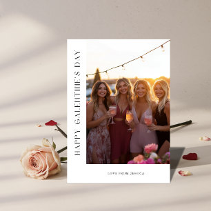Tarjeta Festiva Foto de Galentines moderna y femenina en blanco y 