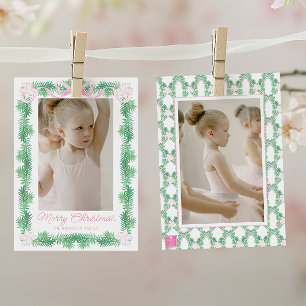 Tarjeta Festiva Foto de Garland de color de agua rosa y verde para