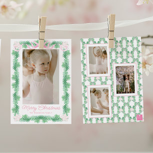 Tarjeta Festiva Foto de Garland de color de agua rosa y verde para