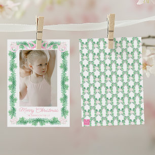 Tarjeta Festiva Foto de Garland de color de agua rosa y verde para