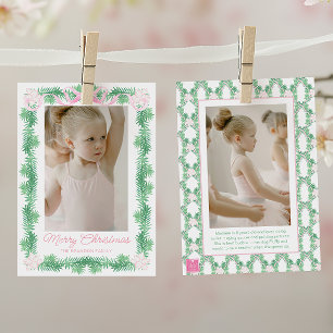 Tarjeta Festiva Foto de Garland de color de agua rosa y verde para