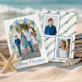 Tarjeta Festiva Foto de Garland de los Navidades costeros de acuar