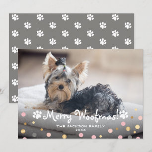 Tarjeta Festiva Foto de garrapatas de perro Mascota Merry Woofmas
