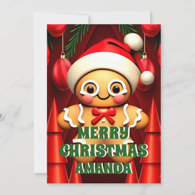 Tarjeta Festiva Foto de Gingerbread Man Merry Christmas Kids (Anverso)
