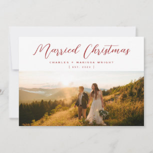 Tarjeta Festiva Foto de guión de elegante Navidades casados minima