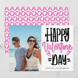 Tarjeta Festiva Foto de guión de Feliz día de San Valentín en negr