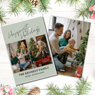 Tarjeta Festiva Foto de guión de nombre de familia Minimalista mod