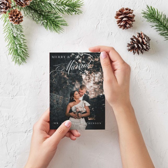 Tarjeta Festiva Foto de guión elegante de merry y casados (Subido por el creador)