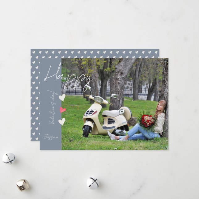 Tarjeta Festiva Foto de guión moderno del día de San Valentín (Anverso/Reverso In Situ)