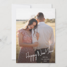 Tarjeta Festiva Foto de guión simple de año nuevo feliz moderno