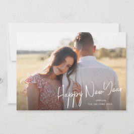 Tarjeta Festiva Foto de guión simple de año nuevo feliz moderno