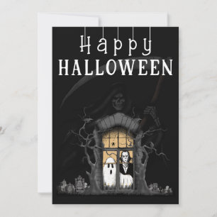 Tarjeta Festiva Foto de Halloween de Casa Cazada