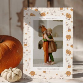 Tarjeta Festiva Foto de Halloween de Fantasma de Calabaza Retro Gr