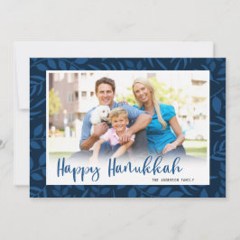 Tarjeta Festiva Foto de Hanukkah con guión moderno feliz