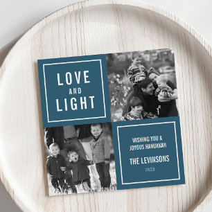 Tarjeta Festiva Foto de Hanukkah moderna de amor y luz