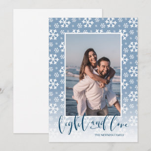 Tarjeta Festiva Foto de Hanukkah nevado de luz y amor