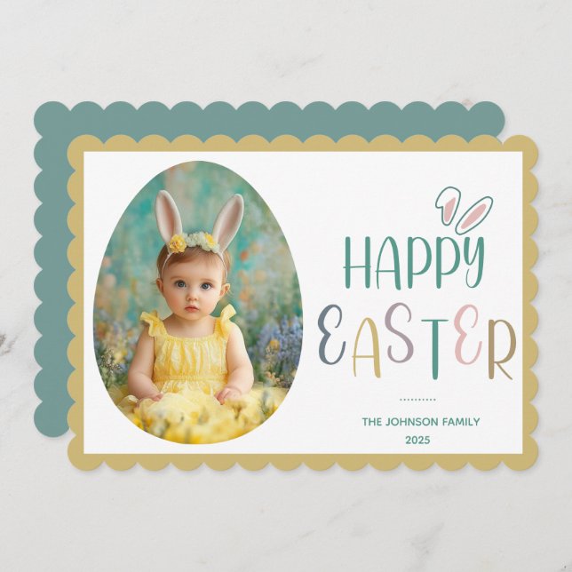 Tarjeta Festiva Foto de Happy Easter (Anverso / Reverso)