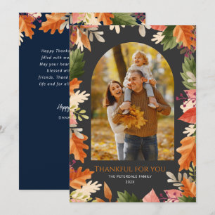 Tarjeta Festiva Foto de hojas de otoño de Acción de Gracias