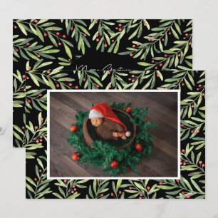 Tarjeta Festiva Foto de Holly Navidades