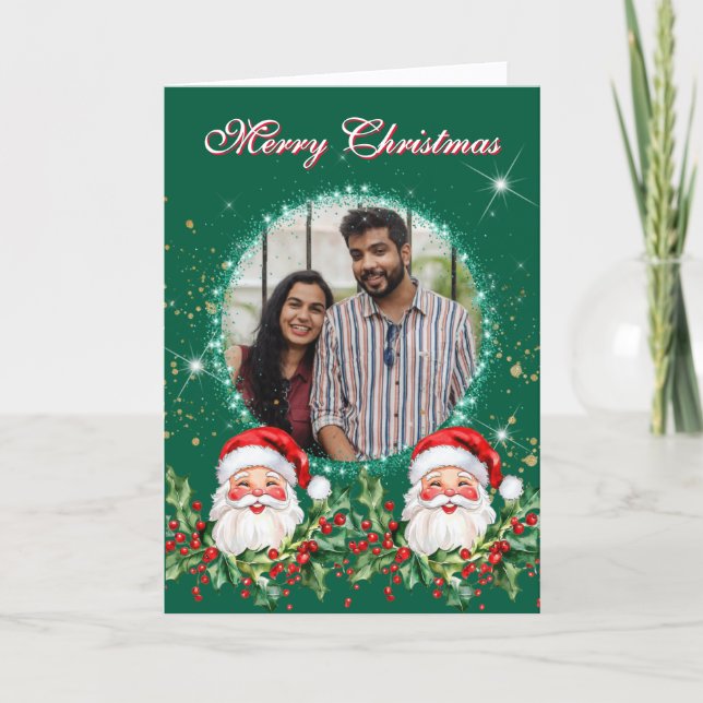 Tarjeta Festiva Foto de Jolly Santa Clause (Anverso)