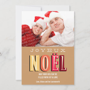 Tarjeta Festiva Foto de Joyeux Noel funky de Navidades de moda mar