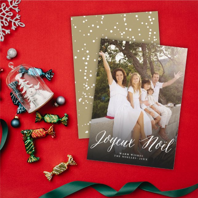 Tarjeta Festiva Foto de Joyeux Noel Simple Script Moderno Navidade (Subido por el creador)