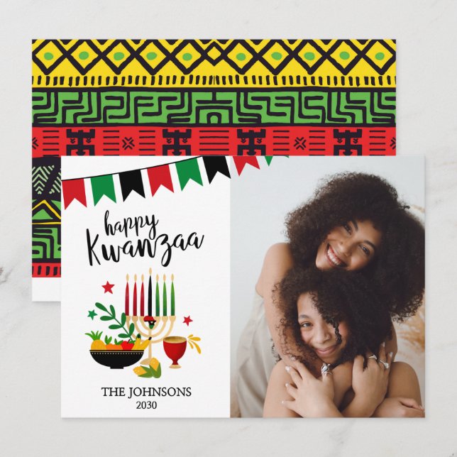 Tarjeta Festiva Foto de Kwanzaa (Anverso / Reverso)