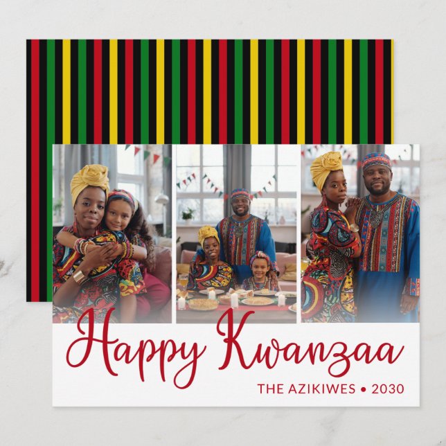 Tarjeta Festiva Foto de Kwanzaa 3 (Anverso / Reverso)