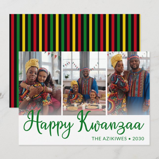 Tarjeta Festiva Foto de Kwanzaa 3 (Anverso / Reverso)