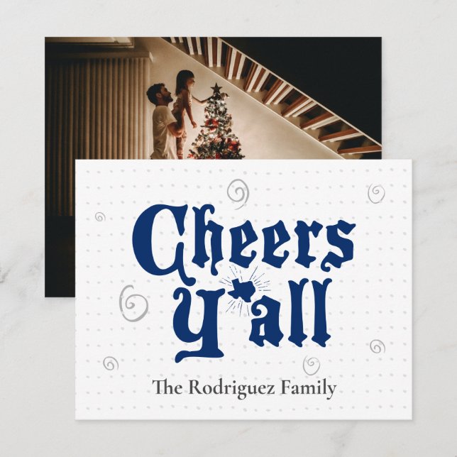 Tarjeta Festiva Foto de la bandera del estado con saludos azules (Anverso / Reverso)