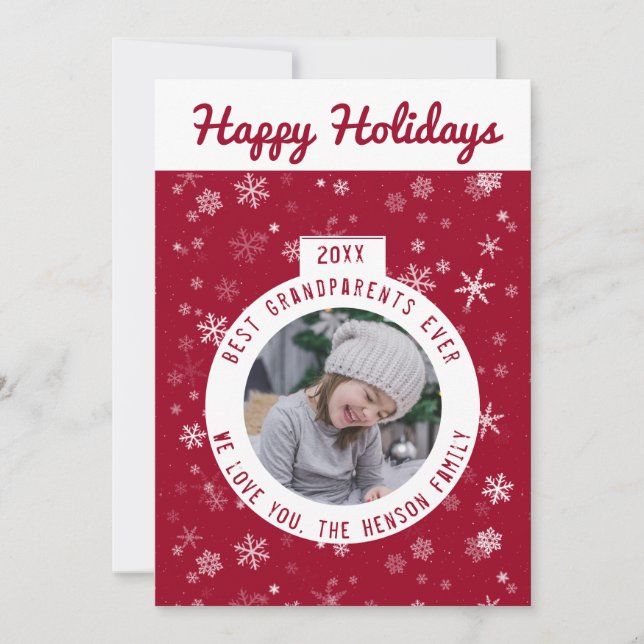 Tarjeta Festiva Foto de la bola de nieve de los mejores abuelos (Anverso)