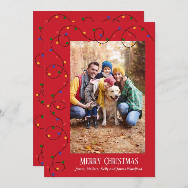 Tarjeta Festiva Foto de la cadena ligera de los navidades (Anverso / Reverso)