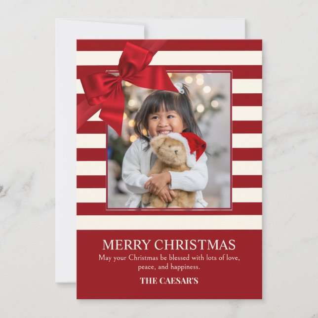 Tarjeta Festiva Foto de la cinta de Navidades modernos (Anverso)