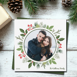 Tarjeta Festiva Foto de la corona de los Navidades de la moda Oliv