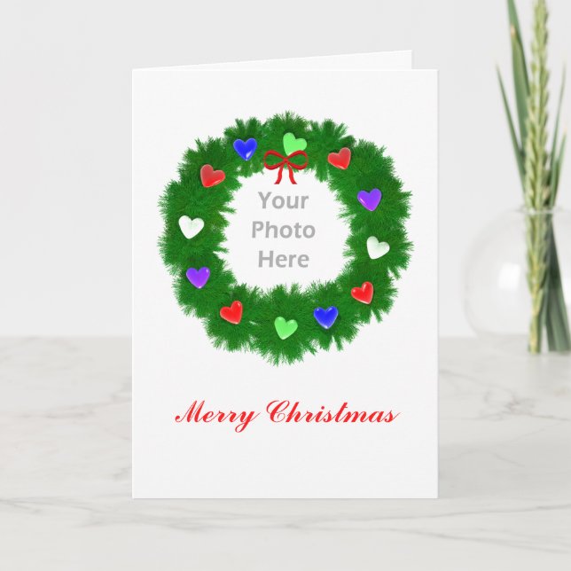 Tarjeta Festiva Foto de la corona de navidades (Anverso)