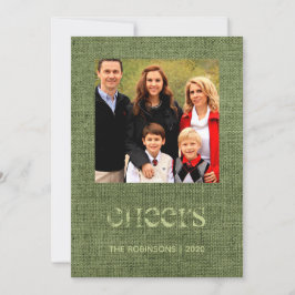 Tarjeta Festiva Foto de la familia Burlap de navidades