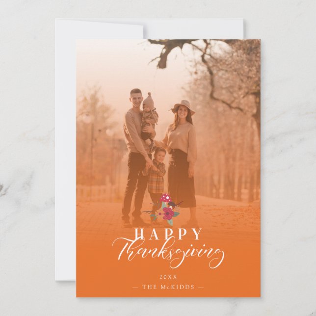 Tarjeta Festiva Foto de la familia de Acción de Gracias por la Tra (Anverso)