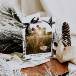 Tarjeta Festiva Foto de la familia de acuarela en blanco y negro