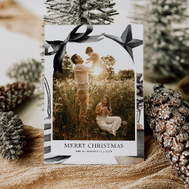 Tarjeta Festiva Foto de la familia de acuarela en blanco y negro