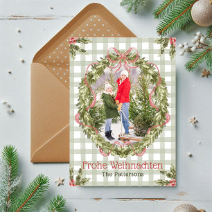 Tarjeta Festiva Foto de la familia de acuarela Frohnachten Weihnac