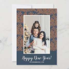 Tarjeta Festiva Foto de la familia de Año Nuevo Feliz Botánico Mod