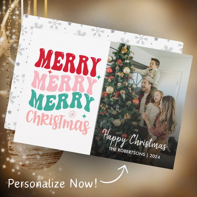 Tarjeta Festiva Foto de la familia de escritura navideña moderna M (Subido por el creador)