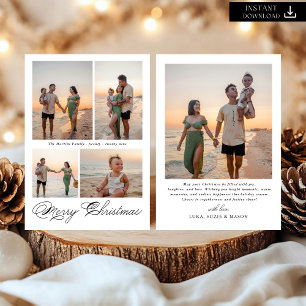 Tarjeta Festiva Foto de la familia de escritura navideña moderna M