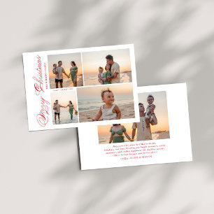 Tarjeta Festiva Foto de la familia de escritura navideña moderna M