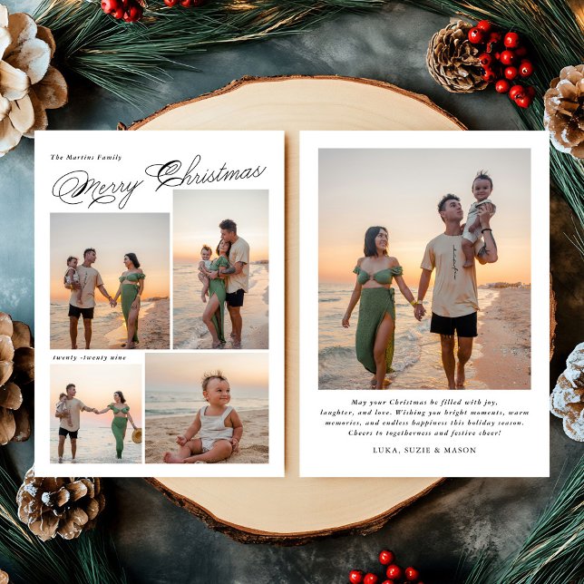 Tarjeta Festiva Foto de la familia de escritura navideña moderna M (Subido por el creador)